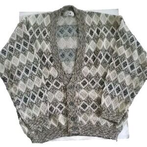 Vintage Jed Large Men's V-Neck 4 Button Down Grampa Core Cotton Blend Cardigan